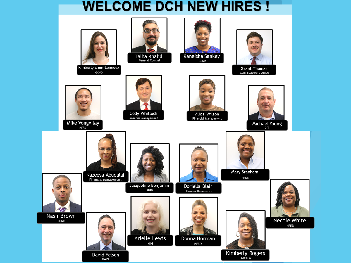 Welcome to Mike Vongvilay, Talha Khalid, Kaneisha Sankey, Grant Thomas, Cody Whitlock, Alida Wilson, Michael Young, Nasir Brown, Nazeeya Adbudulai, Jacqueline Benjamin, Doriella Blair, Mary Branham, Necole White, David Felsen, Arielle Lewis, Donna Norman, and Kimberly Rogers