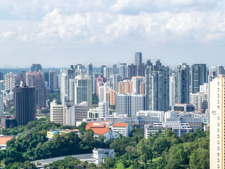 City of Atlanta skyline on a partly cloudy day.