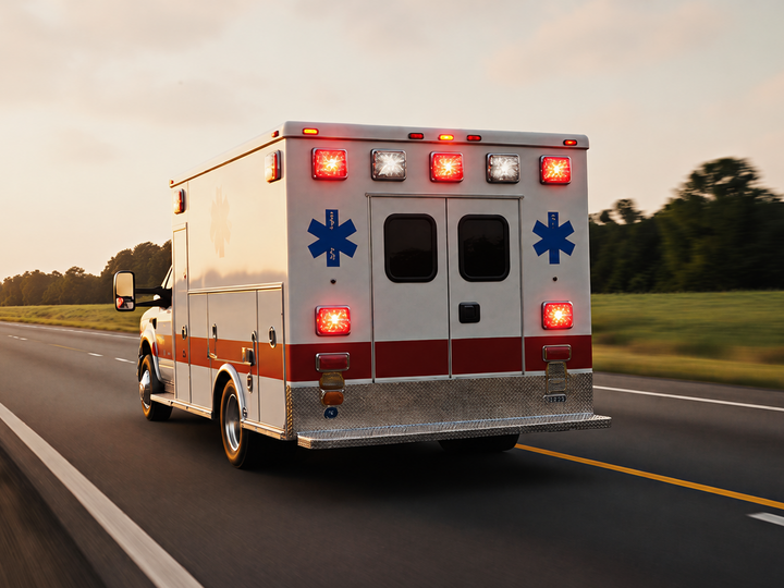 Photo of ambulance on rural two-lane road