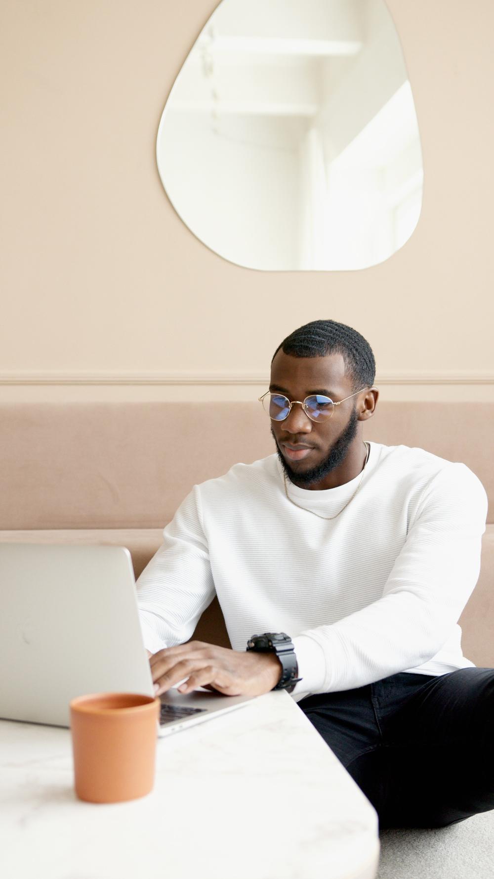 young man on computer