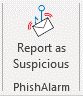 Screenshot of PhishAlarm button.