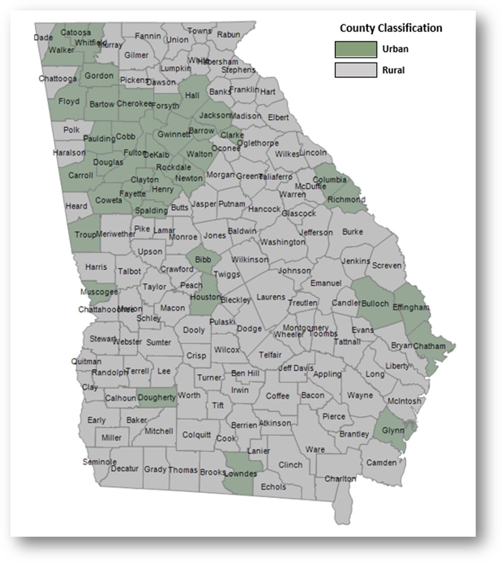 Map of Georgia County Classification