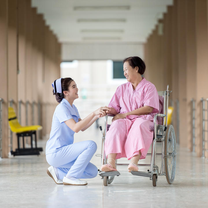elder woman and nurse
